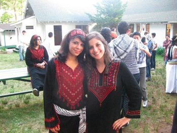 Nada Rehan (left) from the West Bank is excited that her dreams of study in the United States are coming true. 