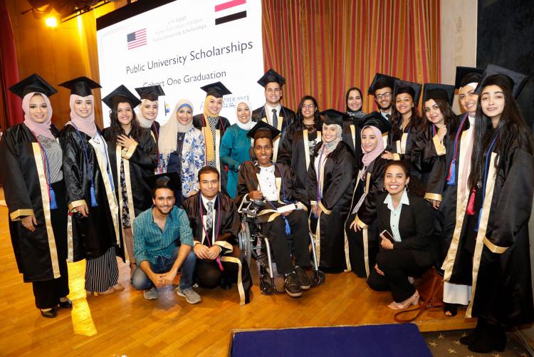 Group of graduates together in Egypt