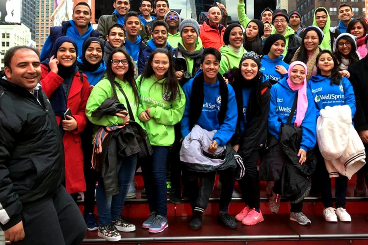 Access students in Times Square