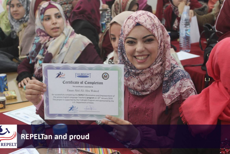 Fatma launched an intensive training program for empowering English language teachers in Gaza.  