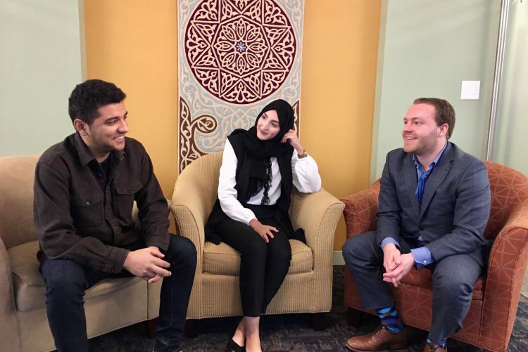 AMIDEAST alumni Mohammed, Bushra, and Alex discussing the importance of international educational exchange in their lives during AMIDEAST's special IEW2019 webinar