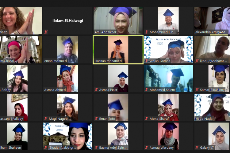 Egyptian Skills for Success participants at their virtual graduation.