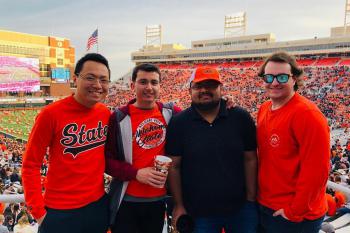 Student at football game