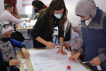 Three women working together