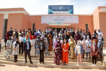 Group photo of Moroccan youth in Rhamna attending an entrepreneurship competition