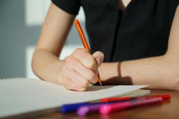 Students attending class