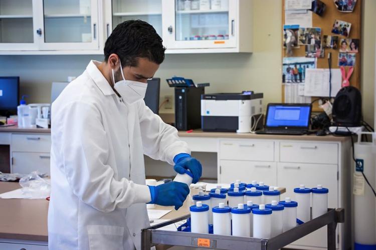 Young scientist in a college laboratory