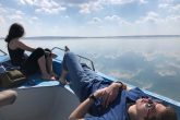 Students enjoy a day on a boat in Morocco