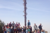 Students in front of a sculpture at Mount Nebo, Jordan