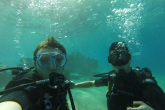 Students scuba dive in the Red Sea near Aqaba, Jordan