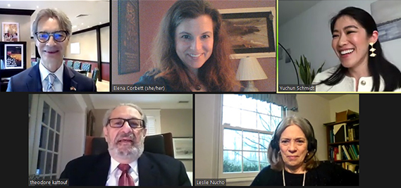 AMIDEAST & AUD officials during virtual signing of the agreement on Zoom