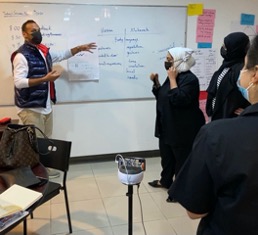 Kuwaiti English teachers in a PCELT session assisted by a SWIVL robot