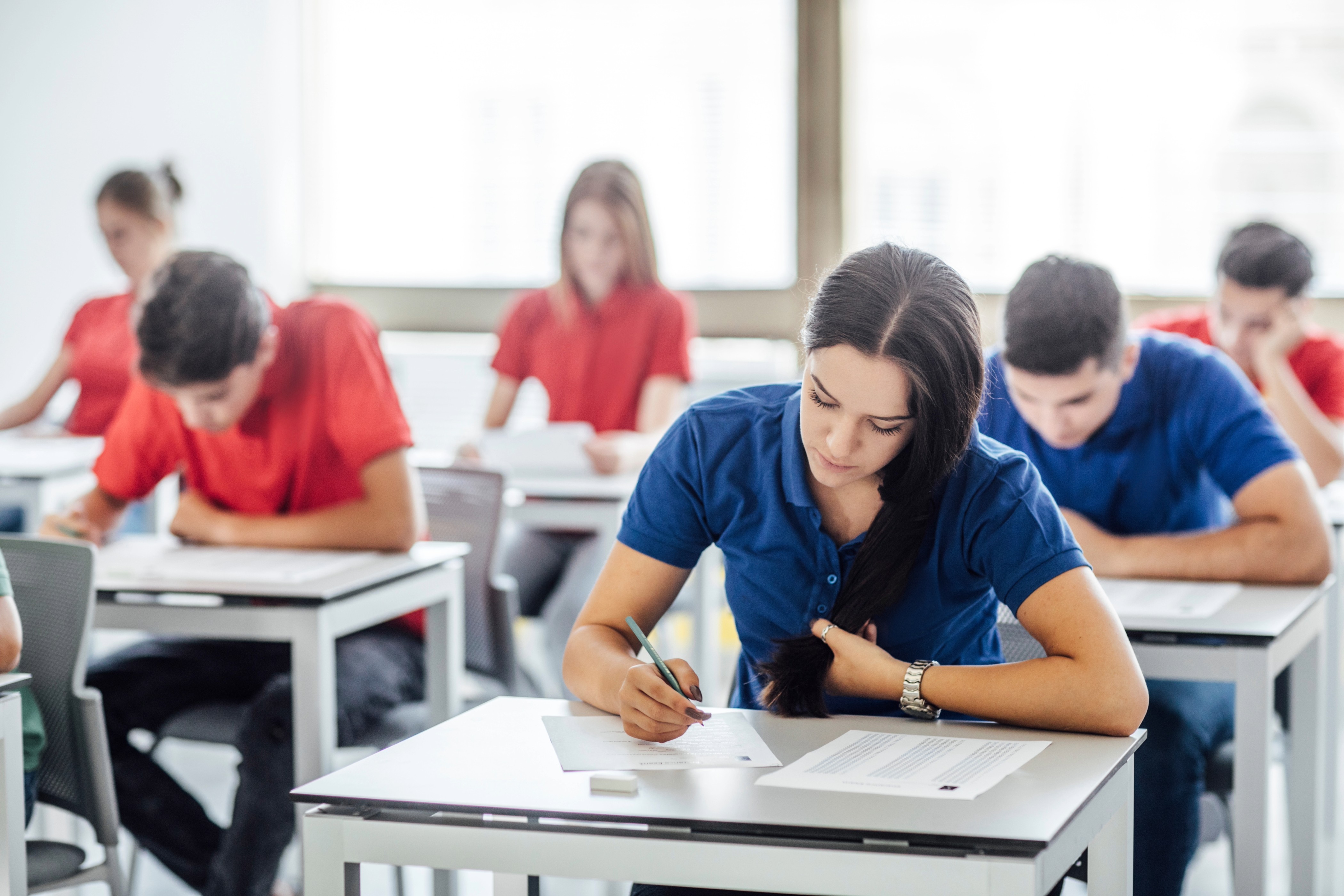 Students taking a test