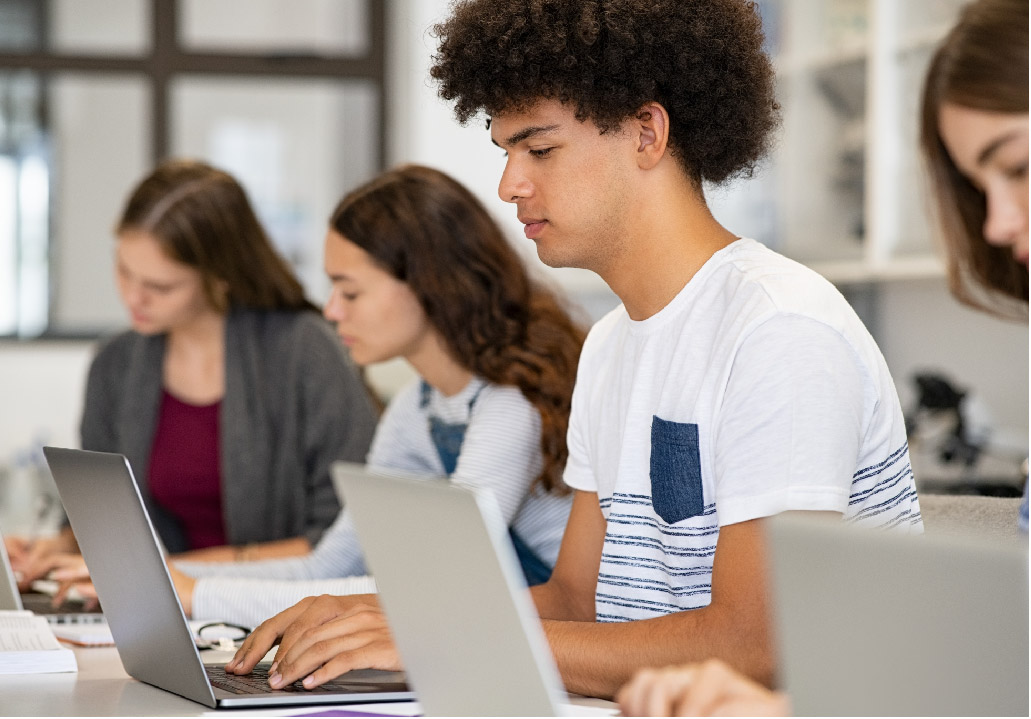 Students attending class