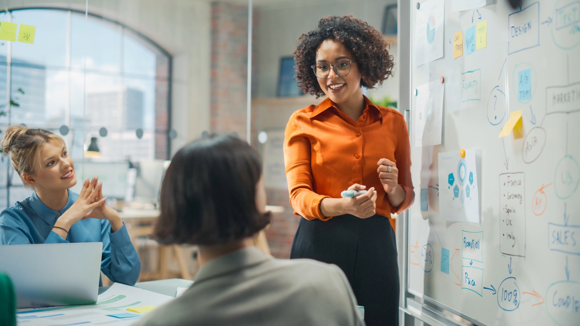Student writing on whiteboard with Big Data Analysis - TOEIC Test