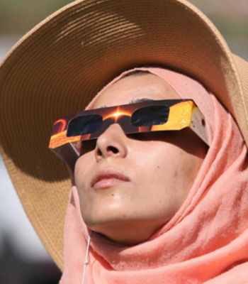 Woman wearing glasses.