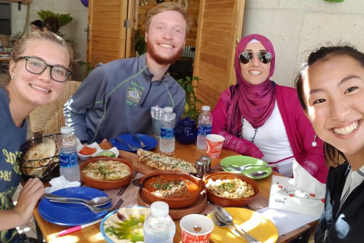 Fall 2019 students at the Hejaz Railway stop in Wadi Rum, Jordan.