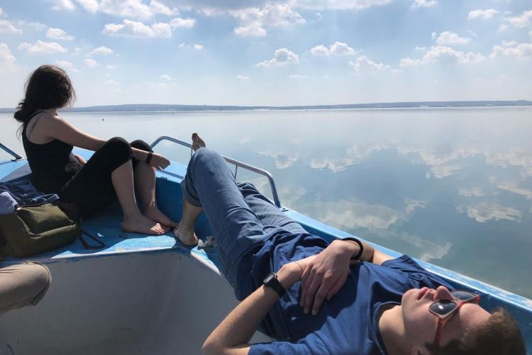 Students enjoy a day on a boat in Morocco