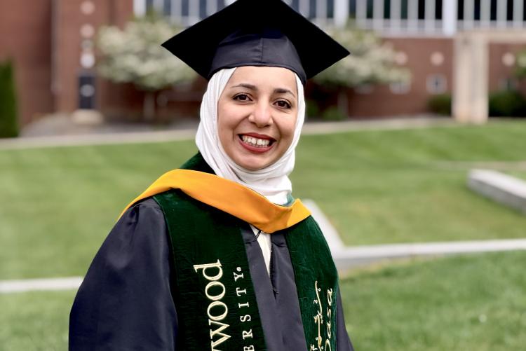 Student in graduating gown