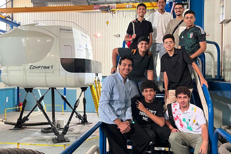 Egyptian student visiting an air and space facility