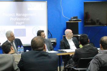 Project management trainees in a classroom setting