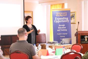 Trainer delivering training to a group