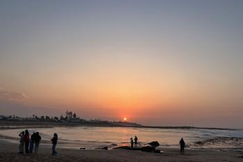 A sunset over the beach